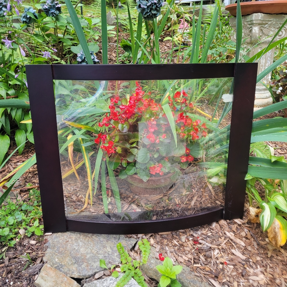 Unusual Black Bow Wood Frame w/ Acrylic Free Standing or Hanging 19 x 24 x 3